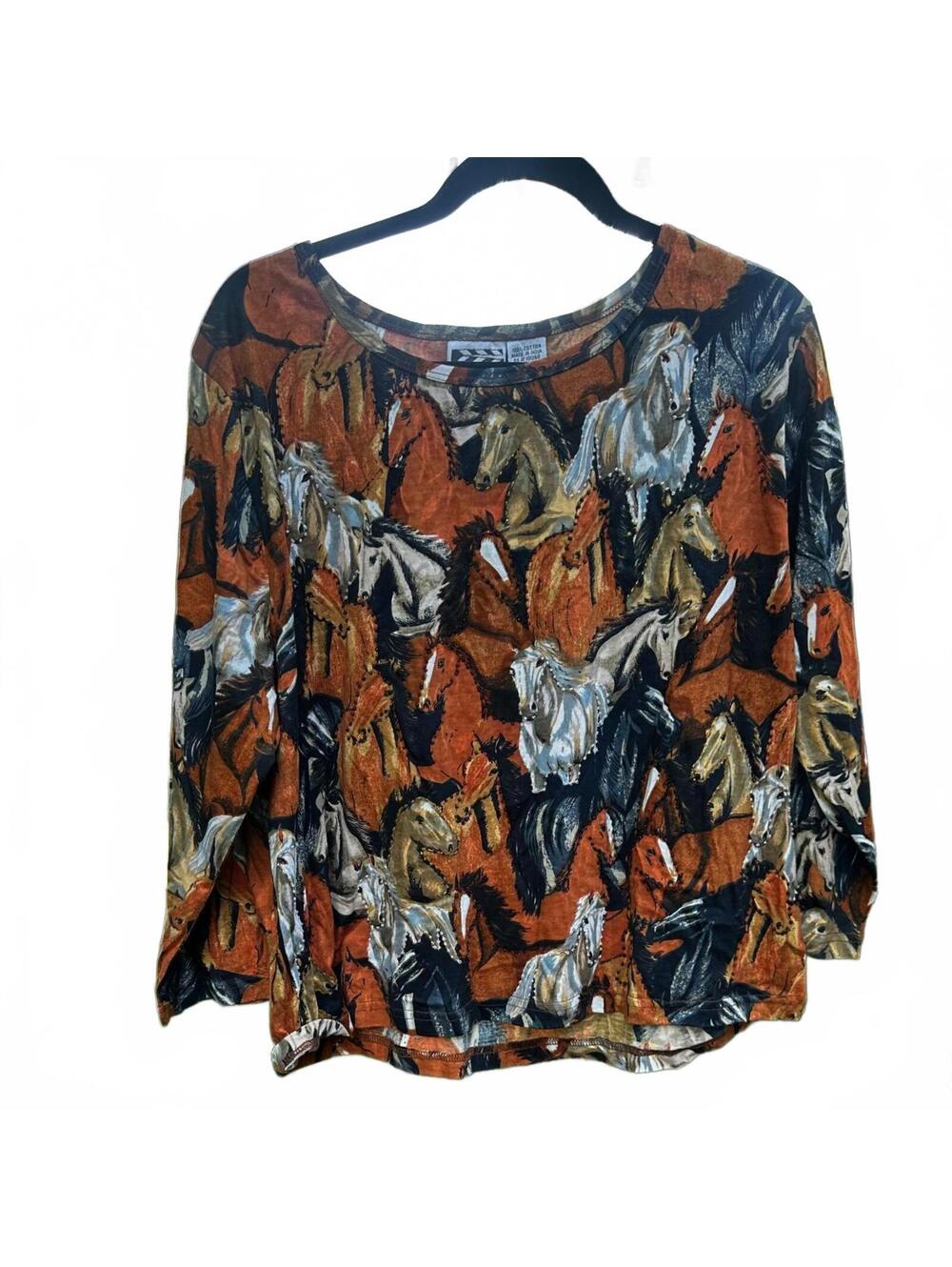 Take Two Clothing Horse Girl All over Horse Pint Graphic Top Size XL
